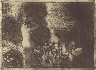 Geese Bather (ギースと水浴) 作： Camille Pissarro