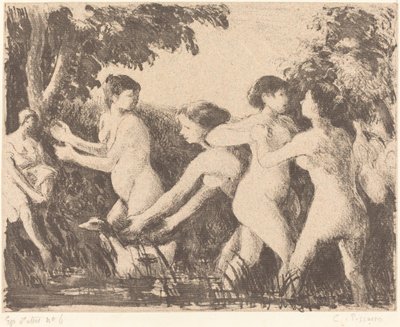 Baigneuses luttant Bathers Wrestling、c。 1896年。 作： Camille Pissarro