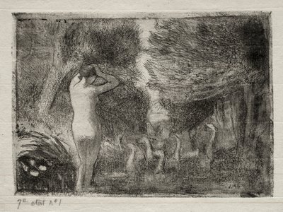 水浴びと雁 作： Camille Pissarro