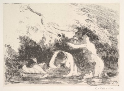 森の銀行の日陰の入浴者、1894年。 作： Camille Jacob Pissarro