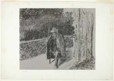 松葉杖を持った物乞い 作： Camille Pissarro