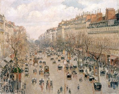Boulevard Montmartre、午後の日 作： Camille Jacob Pissarro