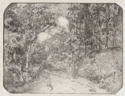 ポントワーズの森の下の小道、1879 年。 作： Camille Pissarro