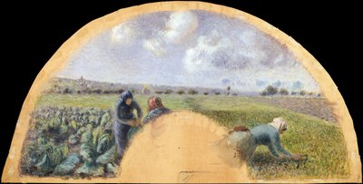 ファン マウント: The Cabbage Gatherers, ca. 1878-79。 作： Camille Pissarro