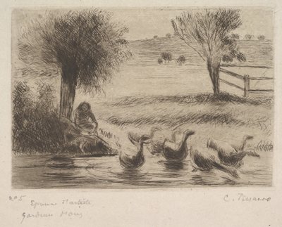 グースガール、1888。 作： Camille Jacob Pissarro