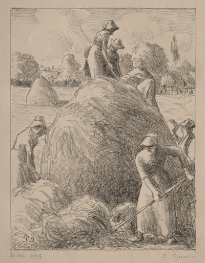エラニーのヘイメイカーたち、1896年頃（リトグラフ） 作： Camille Pissarro