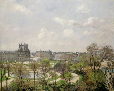 チュイルリー庭園、春の朝。チュイルリー庭園、朝、春、1900 作： Camille Jacob Pissarro