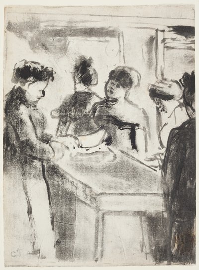 La Charcuterie（The Pork Butcher）1895（凹版インクで手彩色されたモノタイプ） 作： Camille Jacob Pissarro