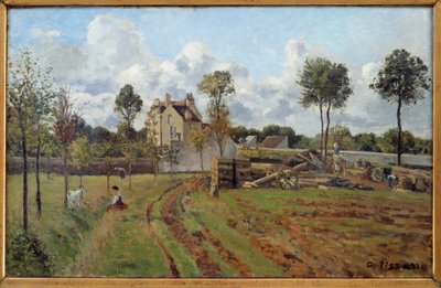 風景。ルーヴシエンヌの眺め。カミーユ・ピサロ（1830-1903）による絵画 1872年 日。0,51x0,81 m パリ、オルセー美術館 作： Camille Jacob Pissarro