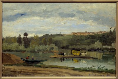 Le bac à la Varenne Saint Hilaire (Saint-Hilaire) カミーユ・ピサロ（1830-1903）の絵画 1864年 薄暗い 0,27x0,41 m パリ、オルセー美術館 作： Camille Jacob Pissarro