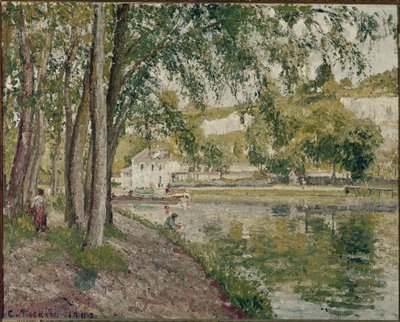 モレ、ロイン運河：サン・マムスへの道。(油彩・キャンバス 作： Camille Jacob Pissarro