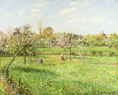 朝、春、灰色の天気、エラニー;朝、春、灰色の天気、エラニー、1900 作： Camille Jacob Pissarro