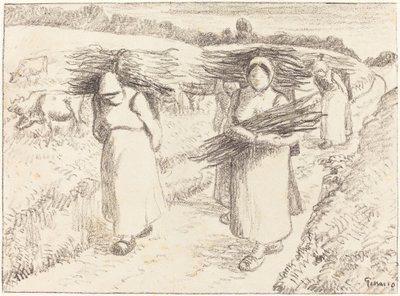 棒を運ぶ農民 作： Camille Pissarro