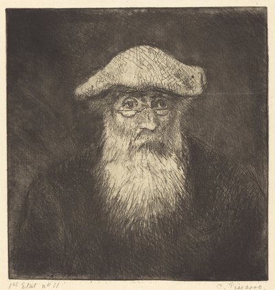 自画像 カミーユ・ピサロ、自作、c. 1890年。 作： Camille Pissarro