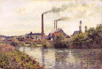 ポントワーズの工場、1873 作： Camille Jacob Pissarro