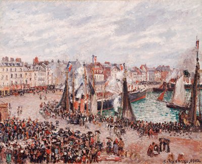 O Mercado de Peixe, Dieppe: Tempo Cinzento, Manhã 作： Camille Pissarro