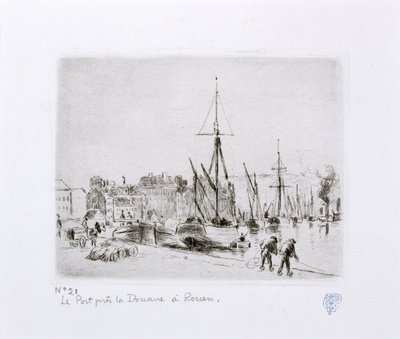 ルーアンの税関近くの港） 作： Camille Jacob Pissarro