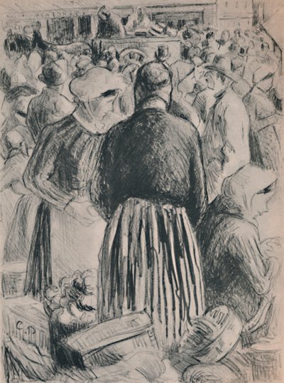 ポントワーズの市場、1895年、1946年 作： Camille Jacob Pissarro