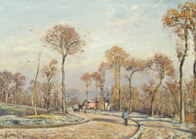 ベルサイユへの道、ルーヴェシエンヌ：モーニングフロスト 作： Camille Jacob Pissarro
