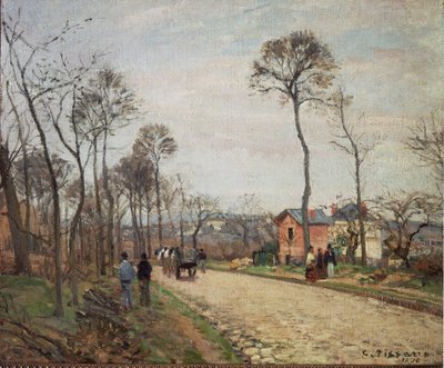 ルーヴシエンヌへの道 - 1870年。油彩・キャンバス 作： Camille Jacob Pissarro