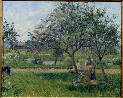手押し車、果樹園 カミーユ・ピサロ（1830-1903）の絵画 1881年頃。日。0.54x0.65 m パリ、オルセー美術館 作： Camille Jacob Pissarro