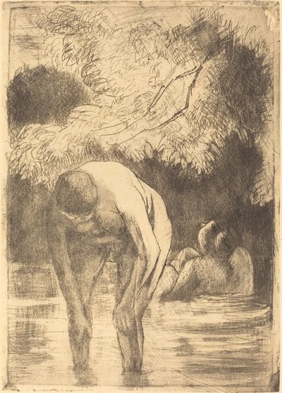 2 人の女性の入浴 作： Camille Pissarro