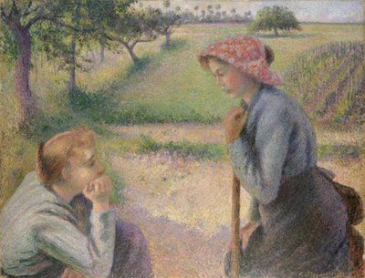 2人の若い農民女性、1891-92年。 作： Camille Jacob Pissarro