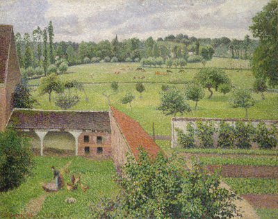 窓越しに見る、エラニー 作： Camille Jacob Pissarro