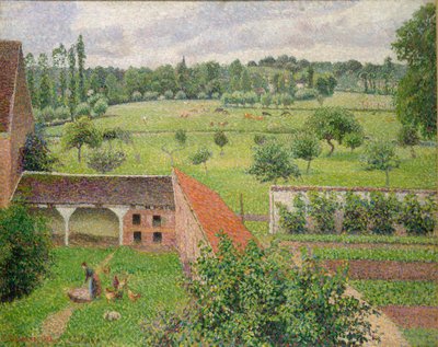 窓からの眺め、エラニー・シュル・エプテ、1886-1888年 作： Camille Pissarro