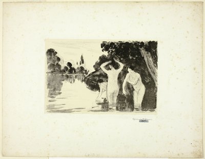 女性の入浴: 日 作： Camille Pissarro
