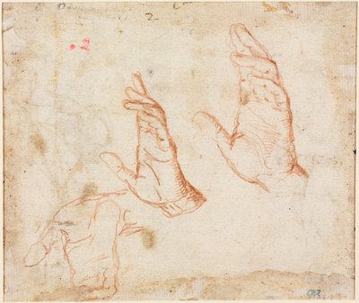 Hands versoの研究c。 1590。 作： Camillo Procaccini