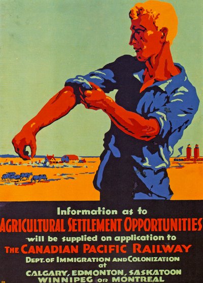 カナダへの移住を促進するポスター、1920年（カラーリソ） 作： Canadian School
