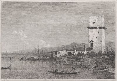 シリーズVedute（Views）のマルゲーラの塔 作： Canaletto (Giovanni Antonio Canal)