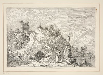 シリーズVedute（Views）からの祈りの巡礼者のいる風景 作： Canaletto (Giovanni Antonio Canal)