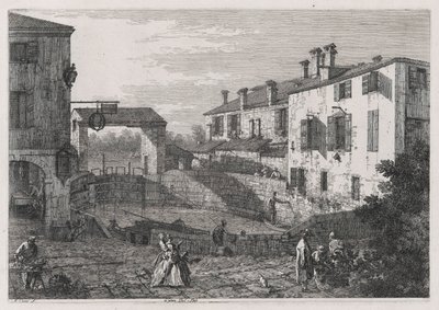 Le Porte Del Dolo (The Locks of Dolo)、シリーズ Vedute (Views) から 作： Canaletto (Giovanni Antonio Canal)
