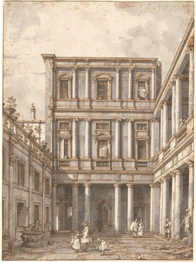 Procuratie Nuoveのベネチアの中庭、c。 1760年。 作： Canaletto