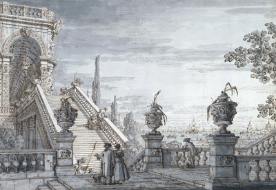 記念碑的な階段のあるカプリッチョ 作： Canaletto
