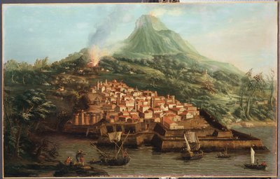 港と海運のある火山島 作： Giovanni Antonio Canal