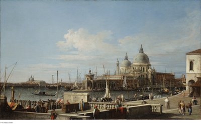 カナレットの後-ヴェネツィア、モロから見たドガーナとサンタ・マリア・デッラ・サルーテ、1740-1760年頃 作： Canaletto