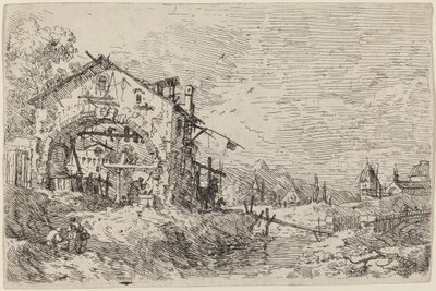 井戸にいる女性のいる風景、c. 17351746。 作： Canaletto