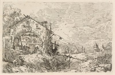 井戸にいる女性のいる風景、c. 1740年。 作： Canaletto