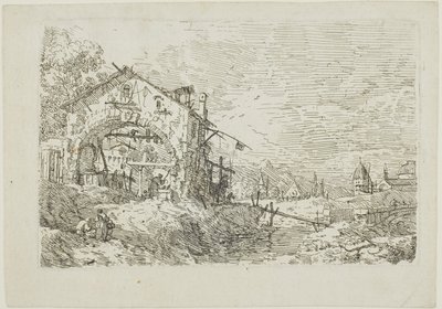 ヴェデューテより「井戸にいる女のいる風景」 作： Canaletto