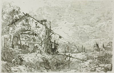 ヴェデューテより「井戸にいる女のいる風景」 作： Canaletto