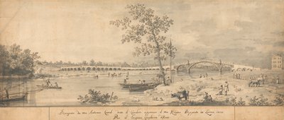 ミドルセックス・ショアから見たオールド・ウォルトン・ブリッジ 作： Canaletto