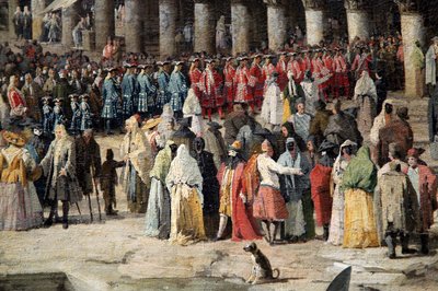 「ヴェネツィアでのフランス大使のレセプション」、1726-1727 作： Canaletto