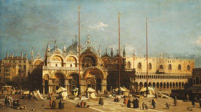 1740年代のサンマルコ広場にあるヴェネツィアのサンマルコとドゥカーレ宮殿 作： Giovanni Antonio Canal