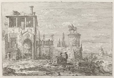 馬術記念碑[右上]、c。 17351746。 作： Canaletto