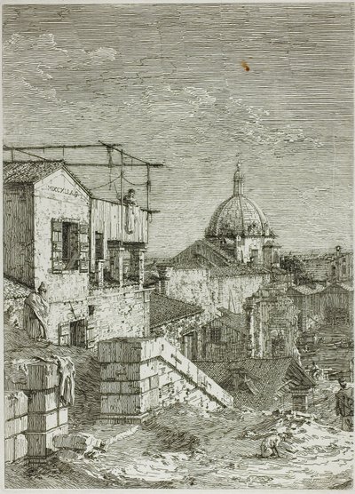 Vedute の「碑文のある家」と「ペリスタイルのある家」 作： Canaletto