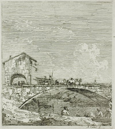 ヴェデューテより「橋を渡る馬車」 作： Canaletto