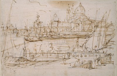 ベネチア: 18 世紀中頃のモロ ディ テッラノーヴァのドガーナと聖マリアの敬礼 作： Canaletto